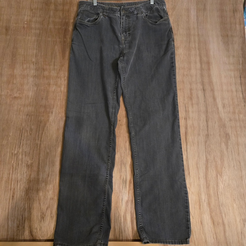 prAna Bridger Jeans Mens 35x34 Grey Slim Fit Straight Leg Stretch Denim Frayed